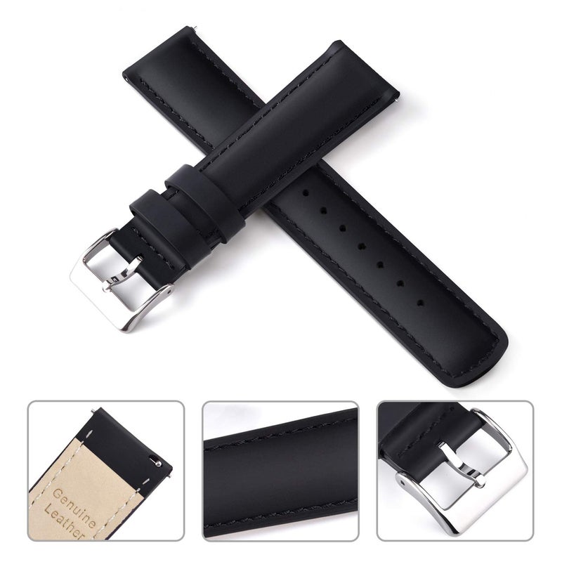 Ritche Genuine Black Leather Watch Band 22mm Classic Vintage Quick Release Top Grain Leather Watch Strap, White Elephant Gifts, Stocking Stuffers for Men, Father's Day gifts - Image 4